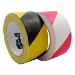 warning tape PVC  ostrzegawcza klejąca żółto/czarna