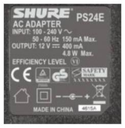 SHURE PS 24E - zasilacz do odbiorników bezprzewodowych